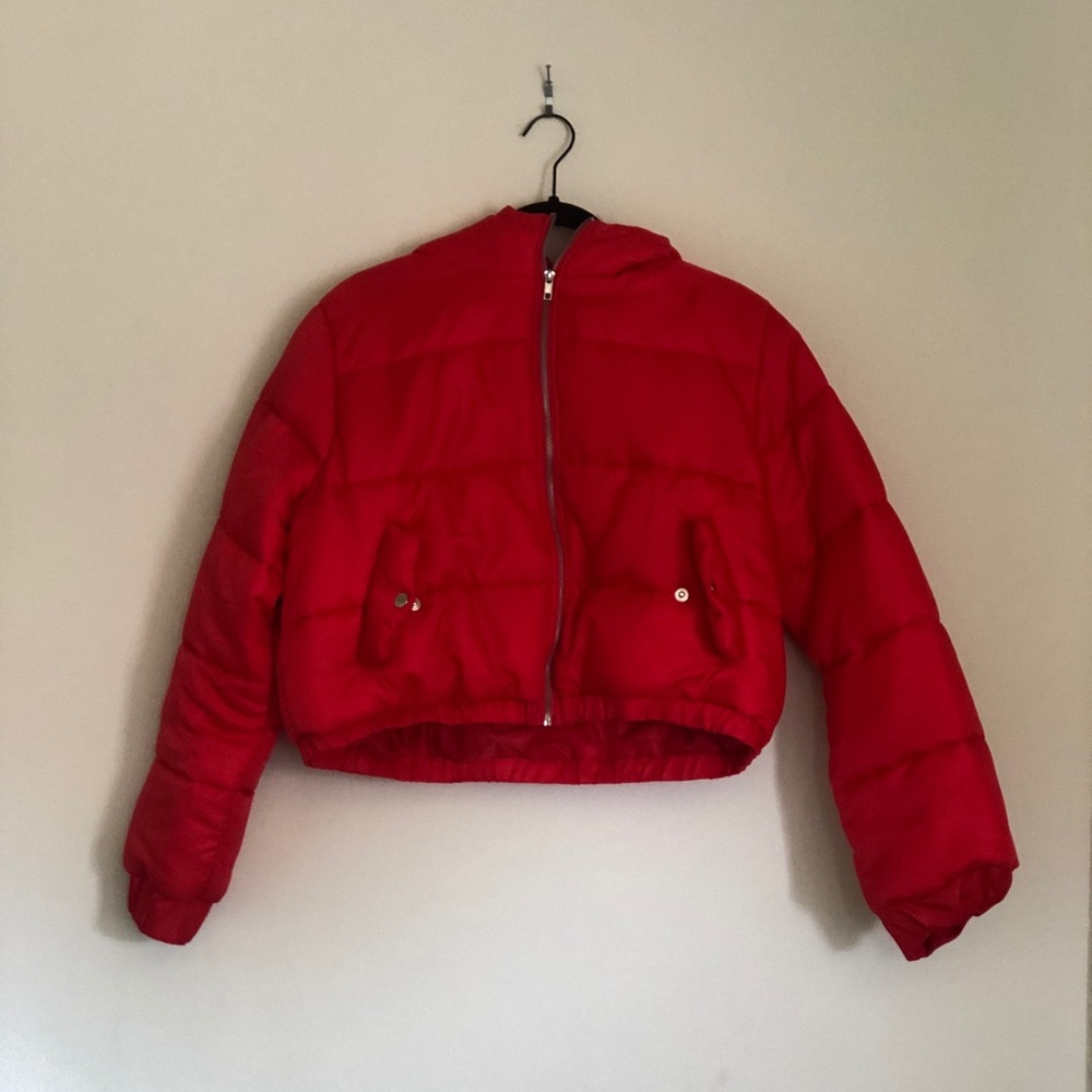 Red Cropped Puffer